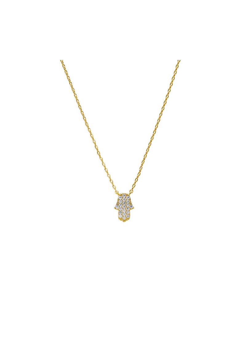 Pave Hamsa Pendant Charm Necklace, Main, color, Gold