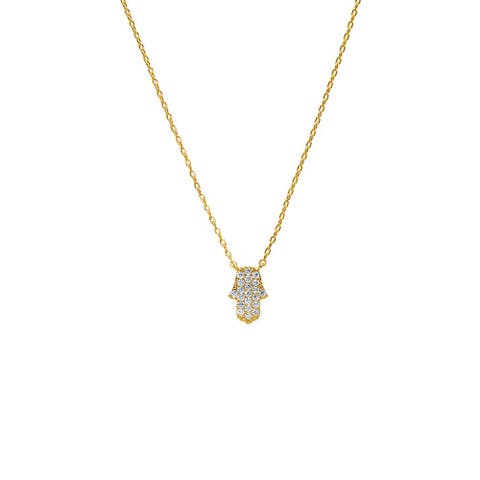 Pave Hamsa Pendant Charm Necklace