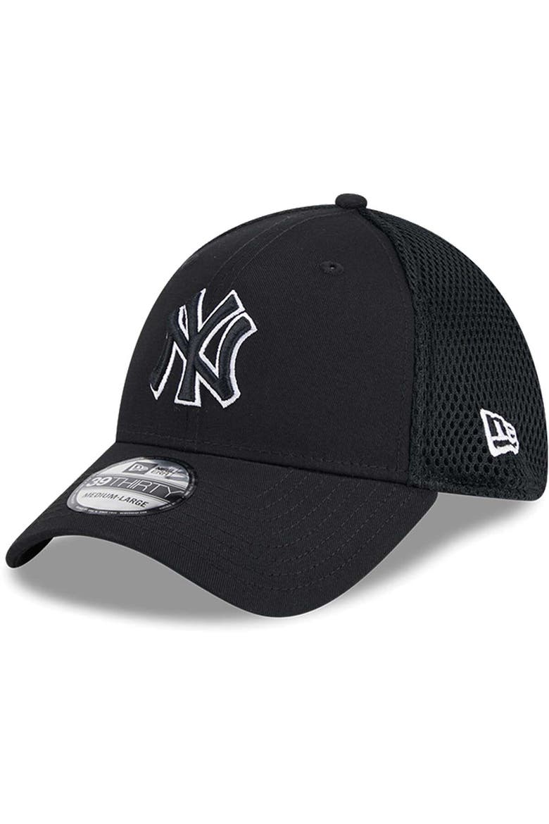 Men's New Era New York Yankees Evergreen Black & White Neo 39THIRTY Flex Hat, Main, color, Black