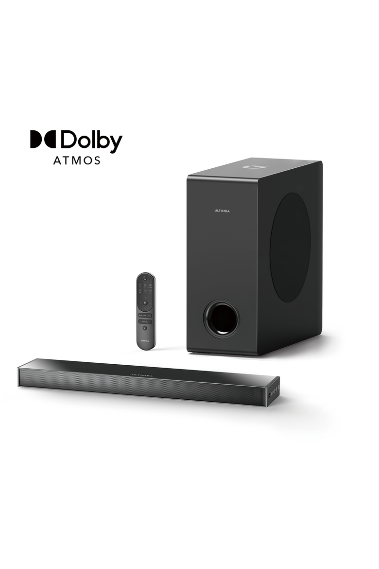 Nova S50 2.1 Sound Bar for TV with Dolby Atmos, Subwoofer, 190W Bass Boost, HDMI eARC, Main, color, Black