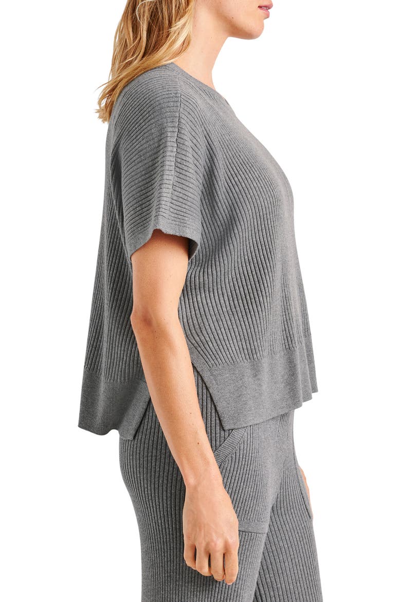 Georgie Short Sleeve Rib Sweater, Alternate, color, HEATHER GREY