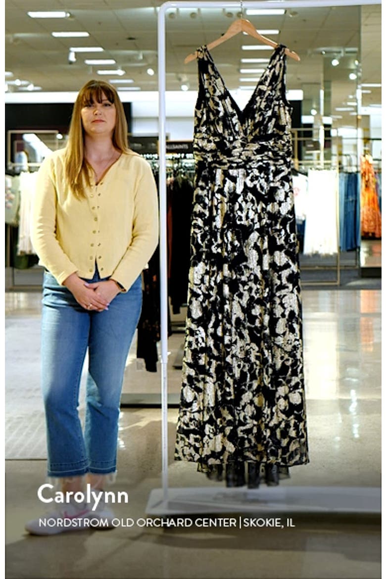 Foil Print Sleeveless Mesh Gown video