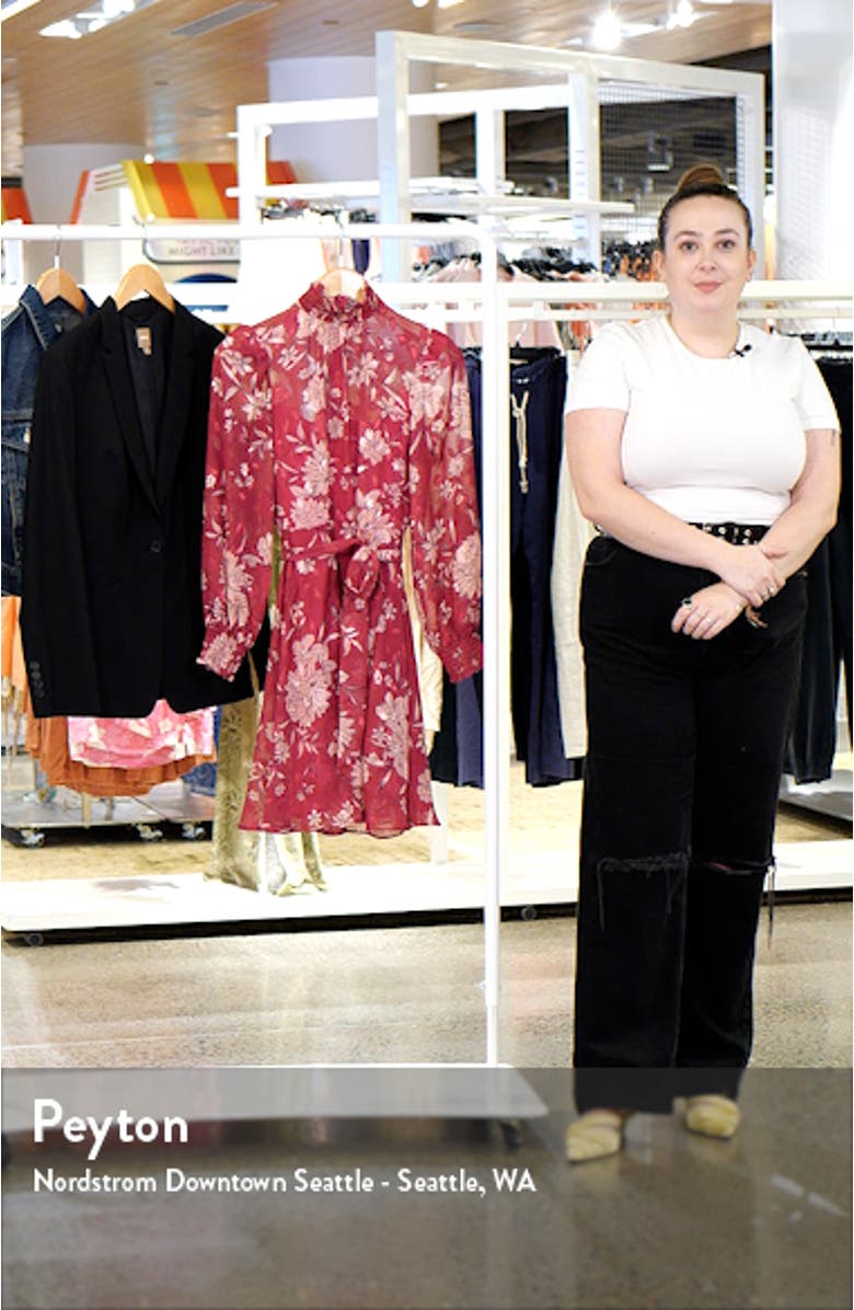 Floral Long Sleeve Mock Neck Dress, sales video thumbnail