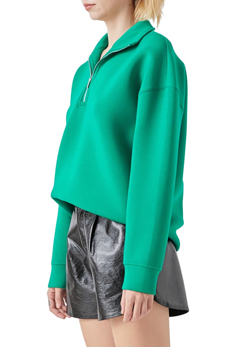 Scuba Knit Quarter Zip Pullover, Alternate, color, GREEN