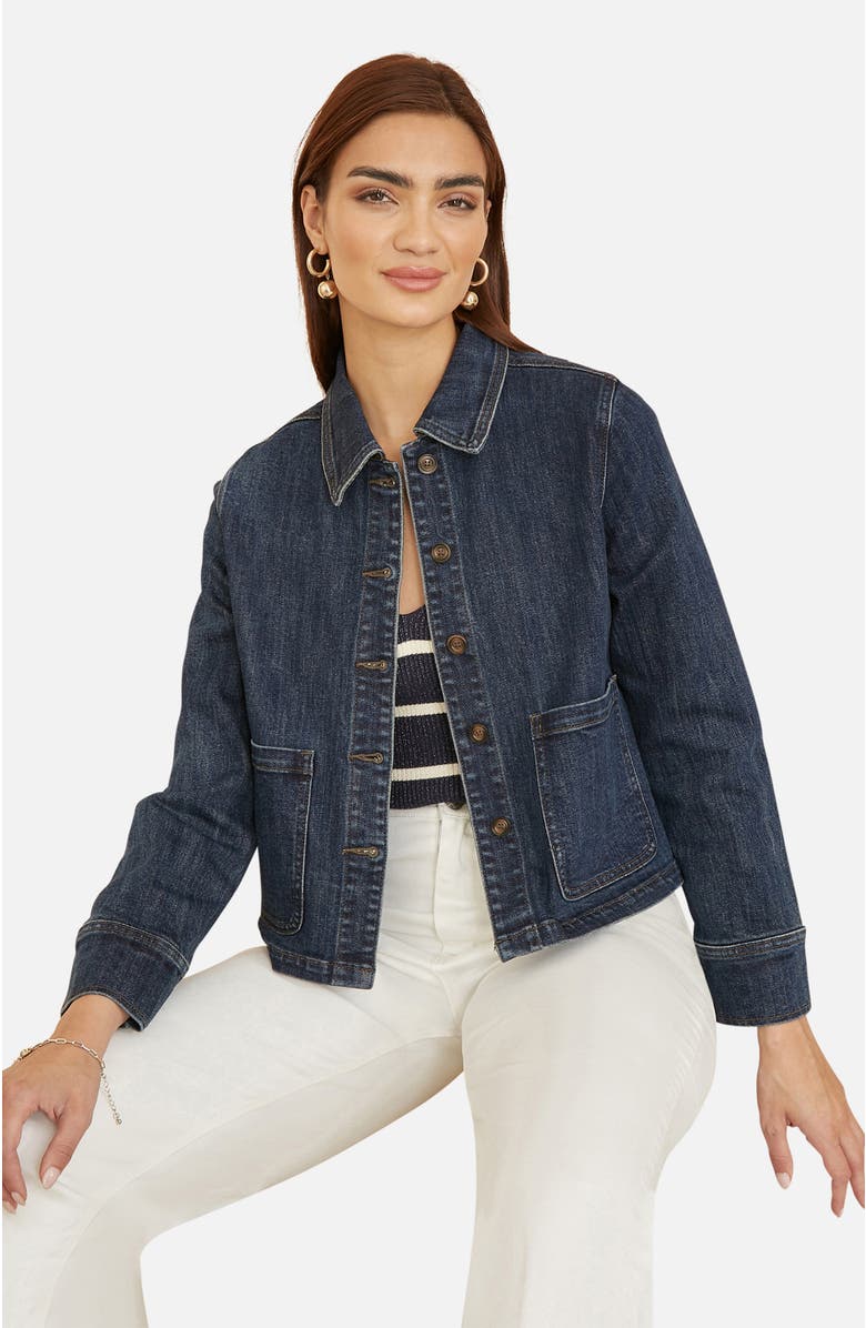 Yumi Denim Jacket With Patch Pockets, Main, color, Blue