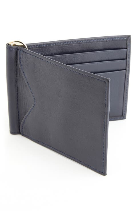 RFID Leather Money Clip Card Case