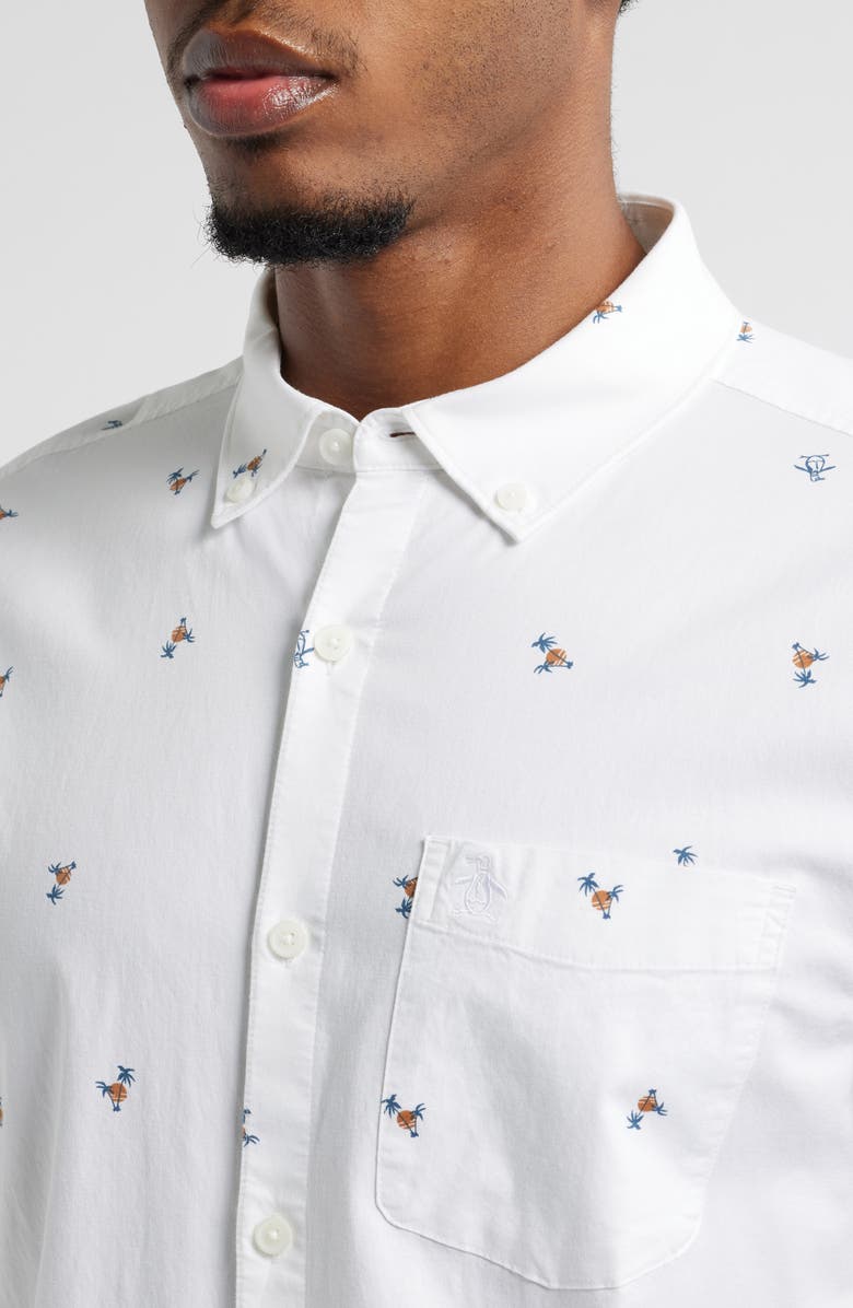 Original Penguin Tropical Motif Stretch Button-Down Shirt, Alternate, color,
