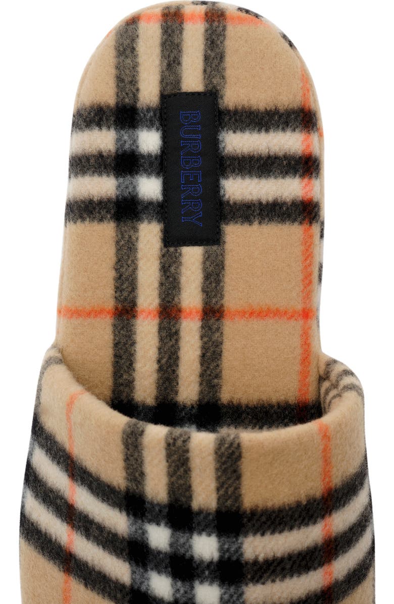 Burberry Check Wool Blend Slippers, Alternate, color, Sand Beige