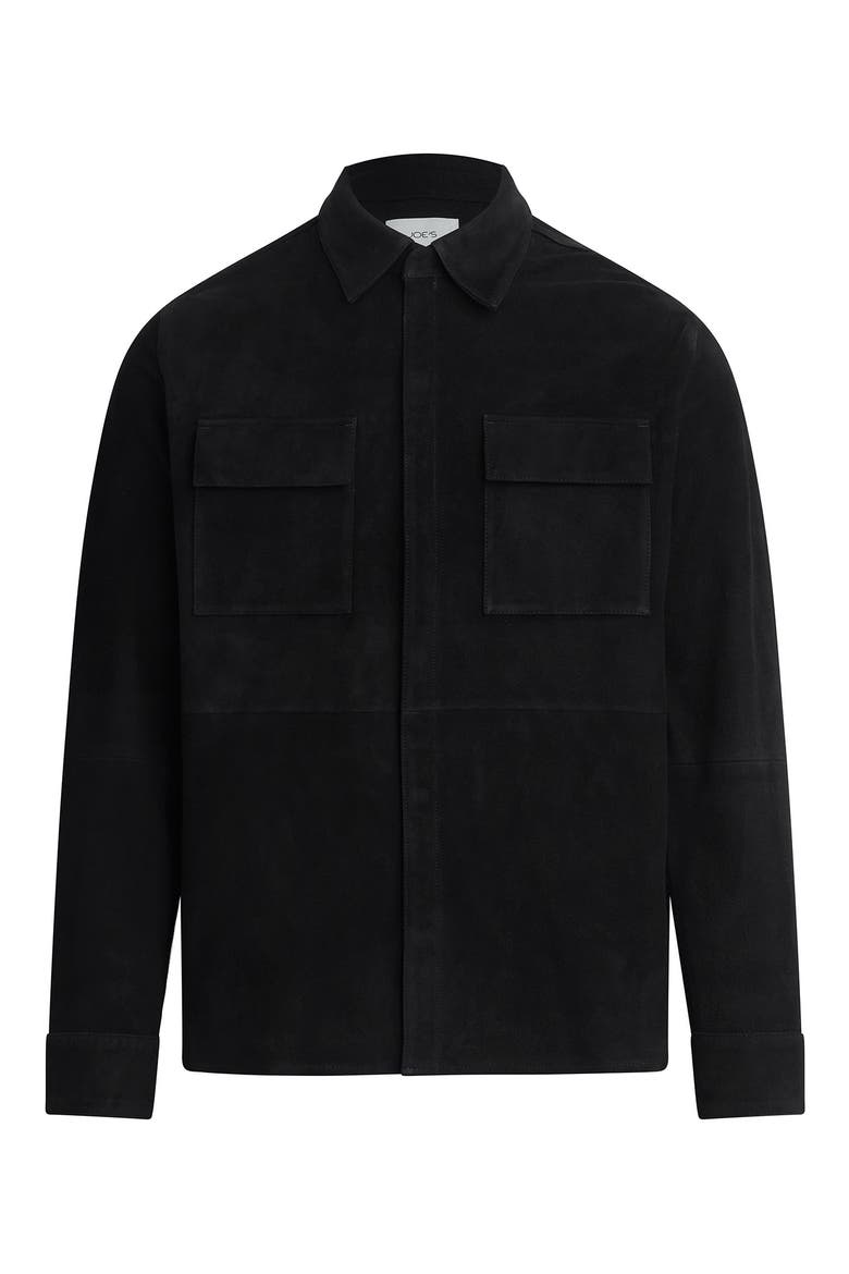 Suede Snap-Up Overshirt, Alternate, color, BLACK