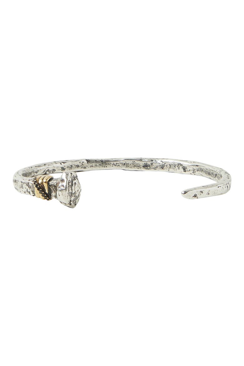 Nails Sterling Silver & Black Diamond Cuff Bracelet, Main, color, SILVER