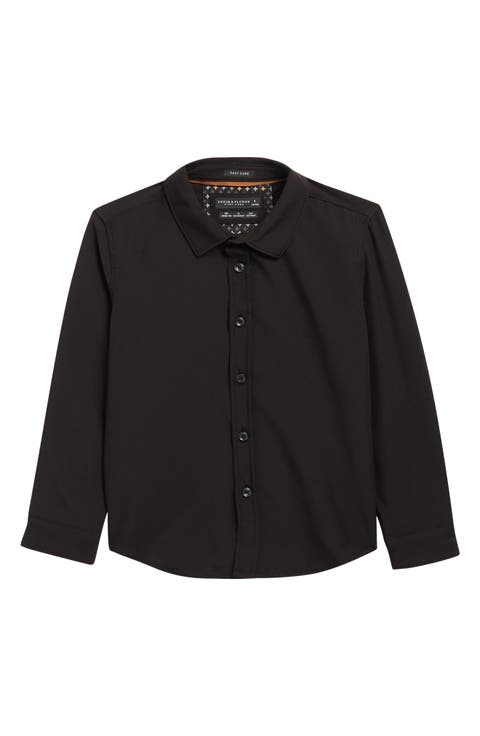 Kids' Black Solid Button-Up Shirt (Little Kid)
