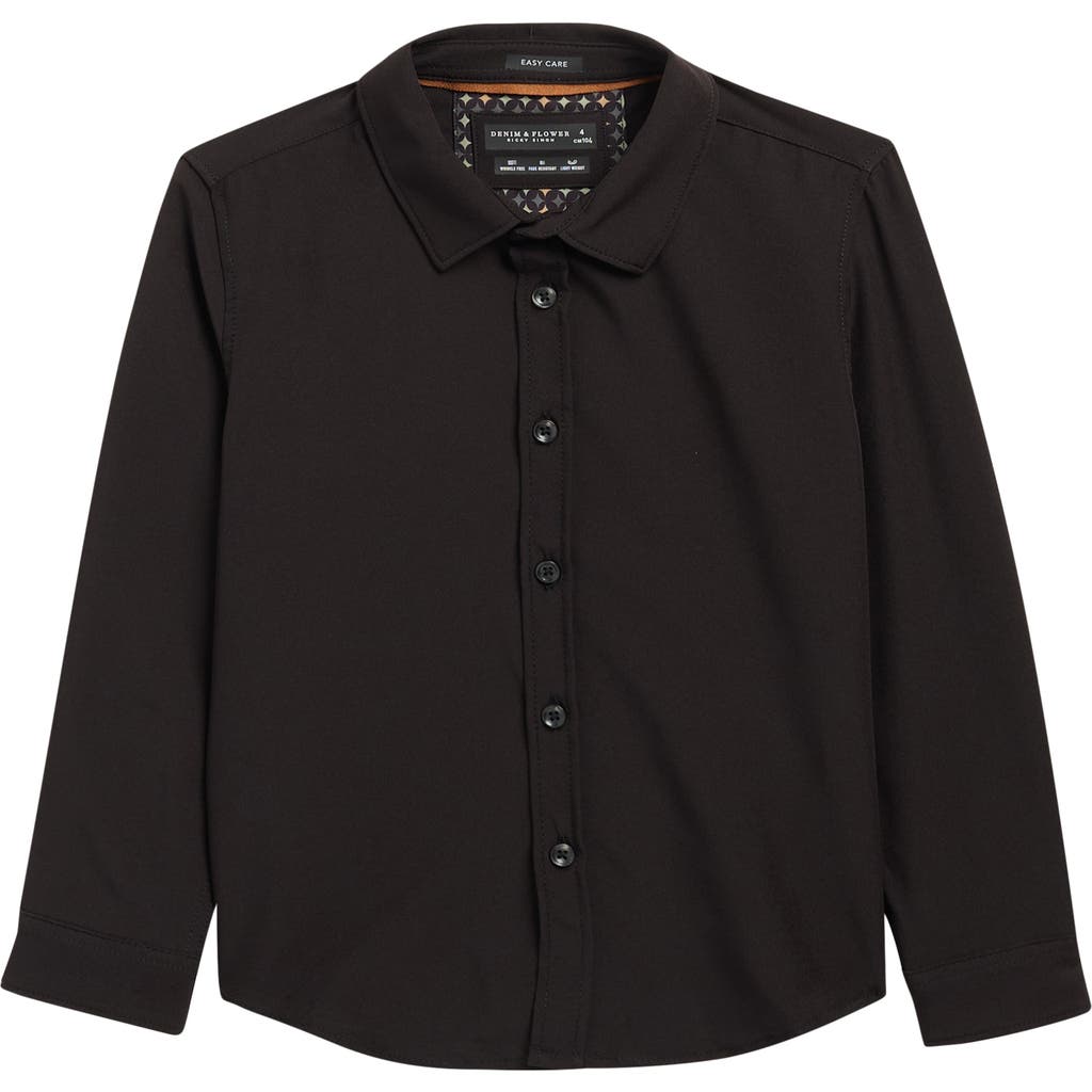 Denim And Flower Kids' Black Solid Button-up Shirt