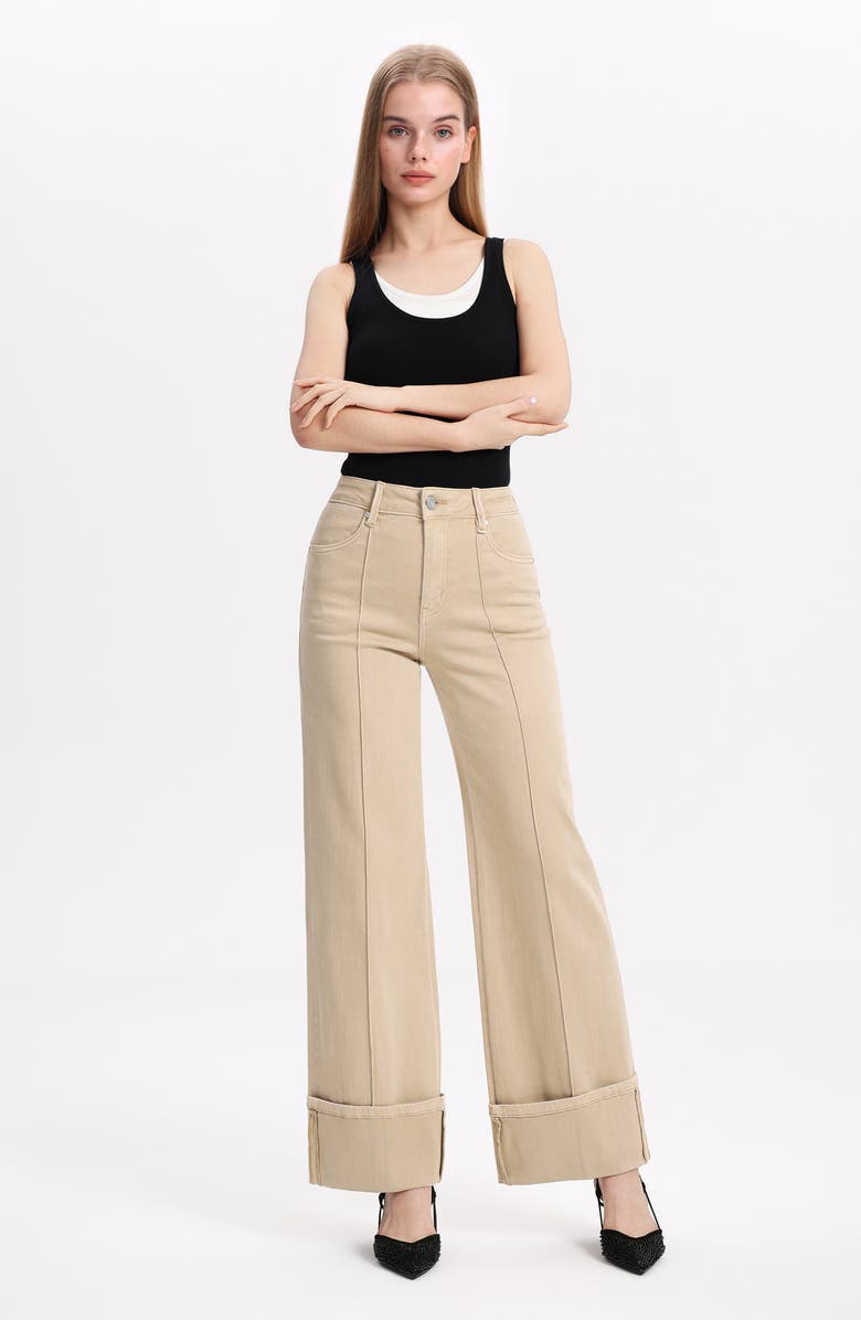 Bayeas Seamed Mid Rise Wide Leg Jeans, Alternate, color,
