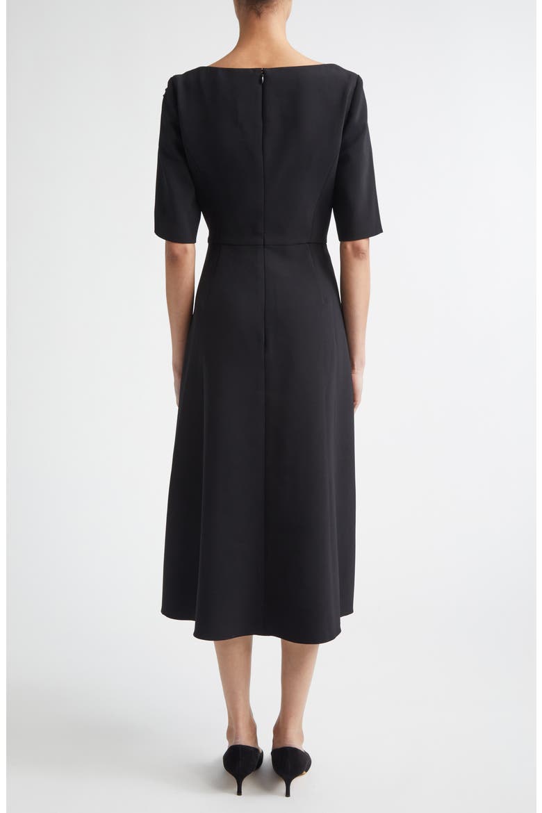 Embroidered Bateau Neck Midi Dress, Alternate, color, BLACK
