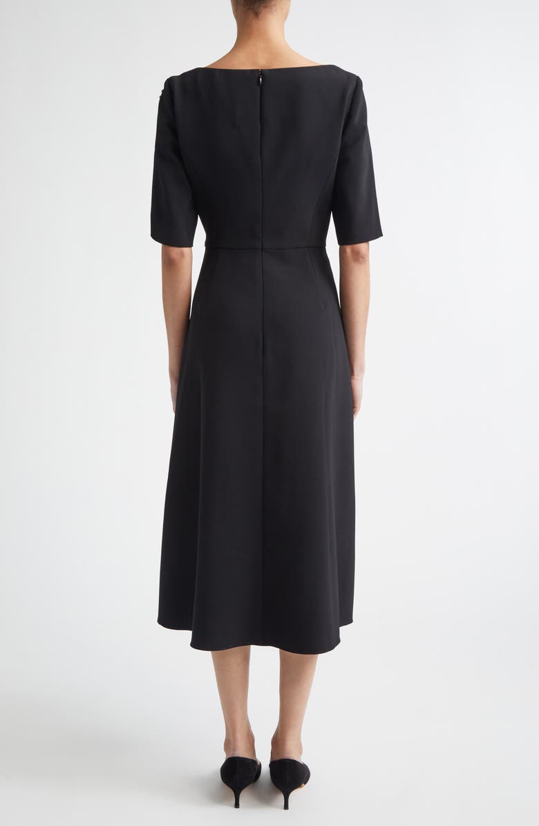 Carolina Herrera Embroidered Bateau Neck Midi Dress, Alternate, color, Black