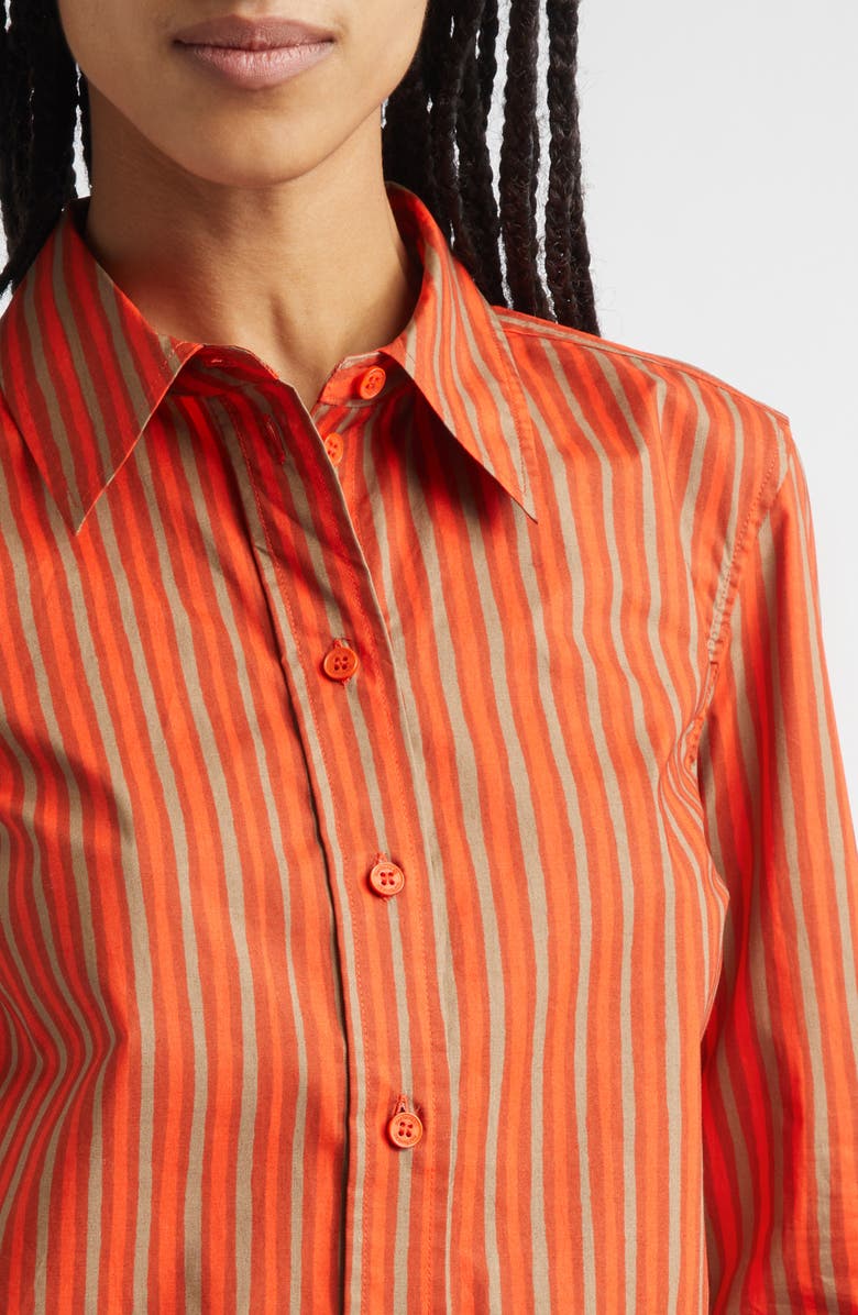 Marimekko Innota Piccolo Stretch Cotton Shirt, Alternate, color, Orange