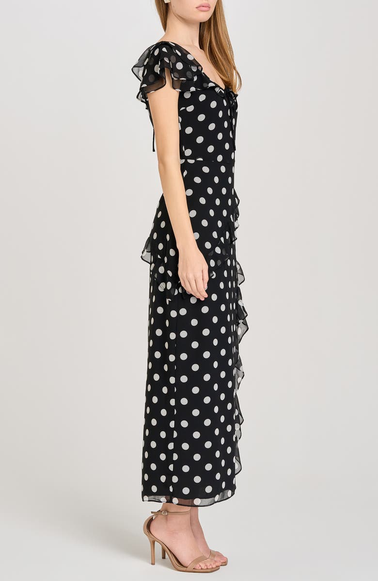 WAYF Violetta Polka Dot Ruffle Sleeve Dress, Alternate, color,
