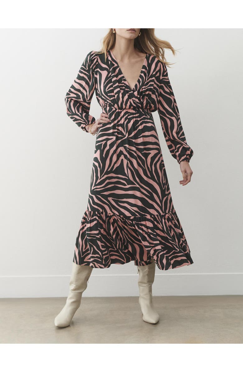 Finery London Suzie Animal Print Midi Dress, Alternate, color, Pink Leopard