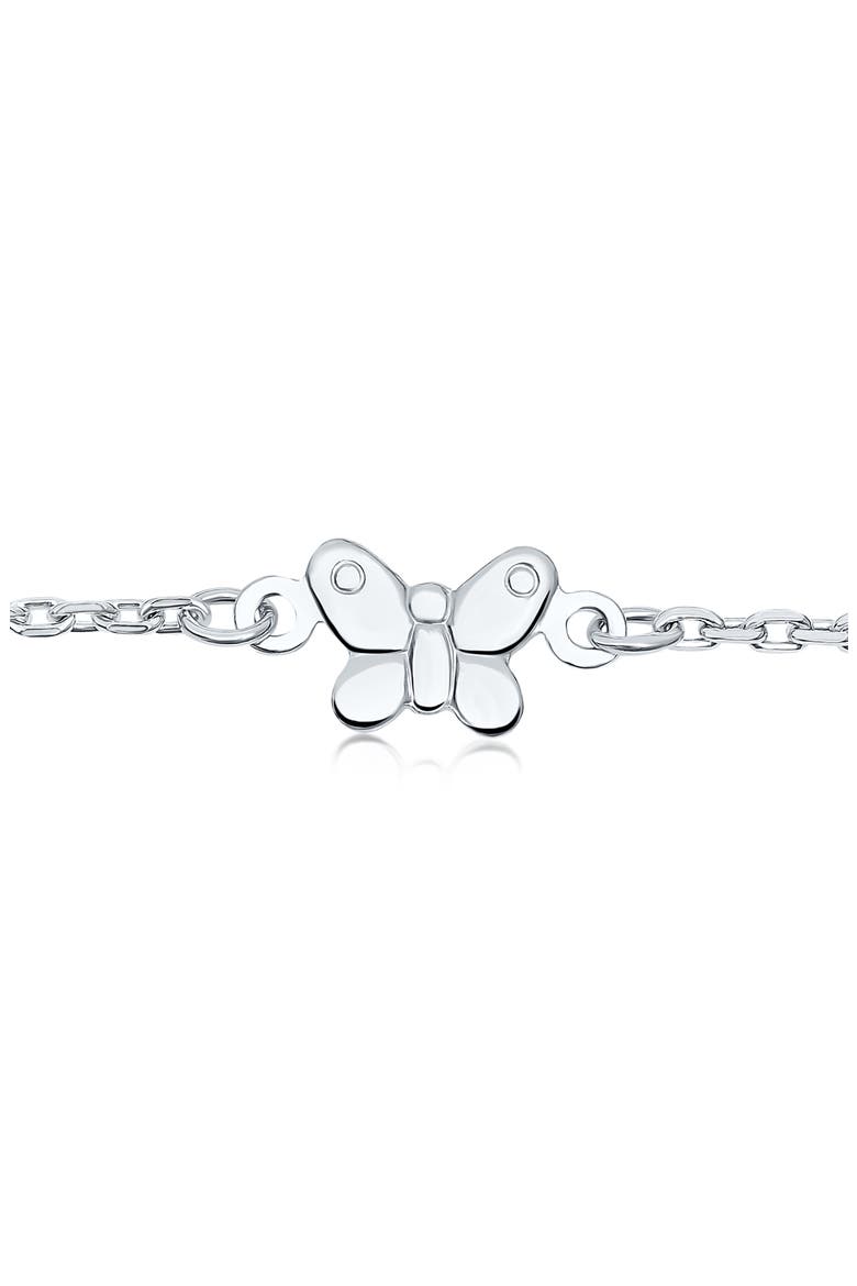 Sterling Silver Butterfly Charm Anklet, Alternate, color, SILVER