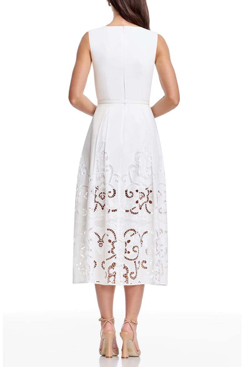 Colton Cutwork Detail Cotton Cocktail Midi Dress, Alternate, color, WHITE