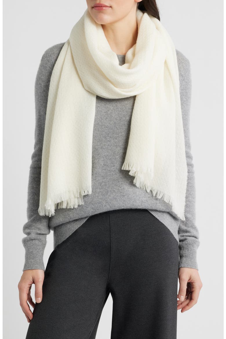 Check Cashmere & Wool Scarf, Main, color, WHITE