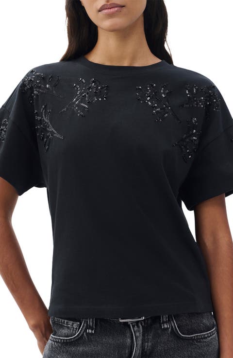 Kelly Beaded Floral Boxy T-Shirt