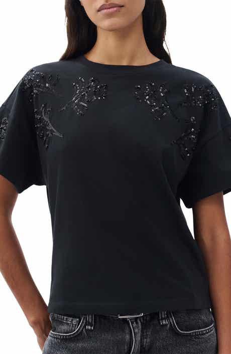 rag & bone Kelly Beaded Floral Boxy T-Shirt