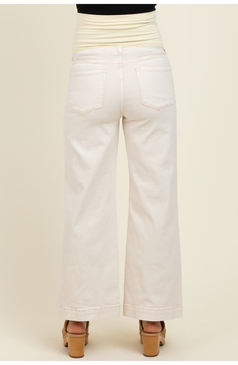 PinkBlush Front Seam Wide Leg Maternity Jeans, Alternate, color, Ivory