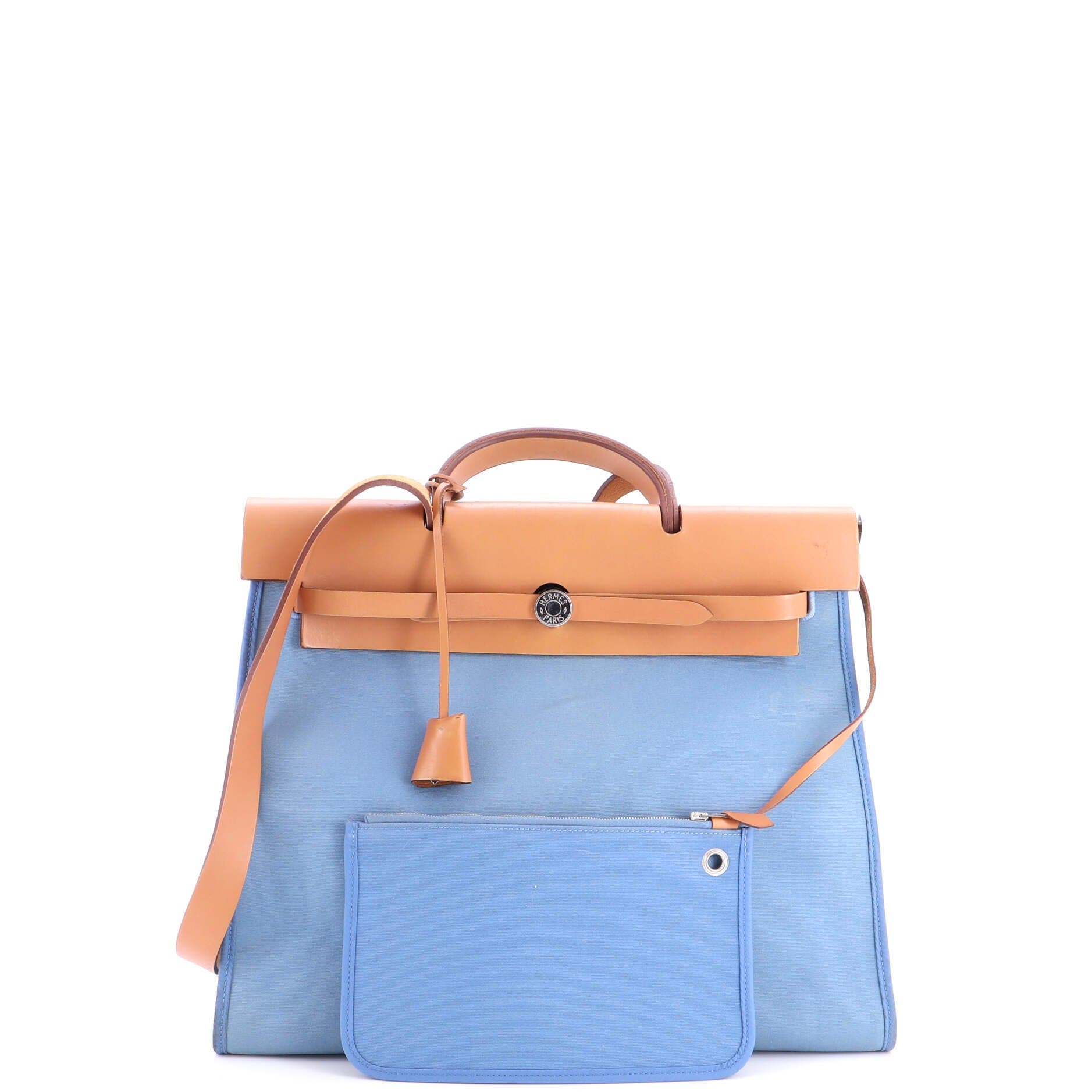 Herbag Zip Leather and Toile 39, Alternate, color, Blue