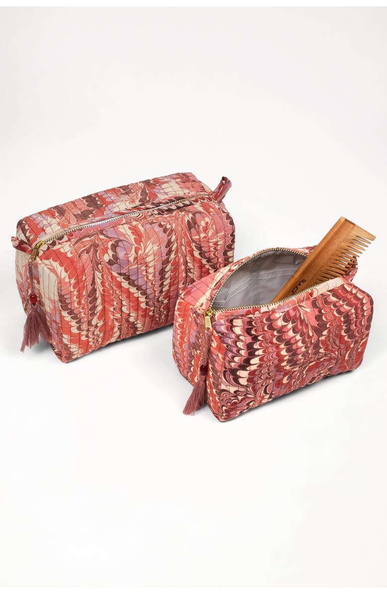 Inner Child Florentine Hand-Marbled Cosmetic Bag - Set of 2, Alternate, color, Pink