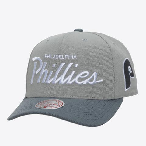 Men's Mitchell & Ness  Gray Philadelphia Phillies Cooperstown Thunderstorm Head Coach Pro-Crown Adjustable Hat