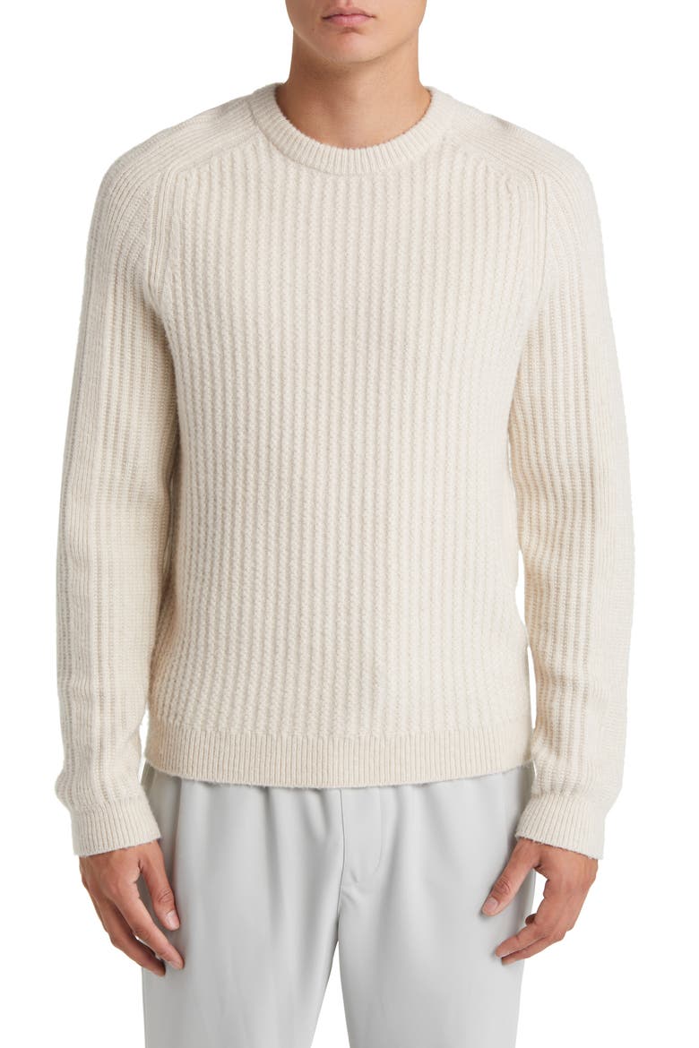 Millerson Textured Wool & Cotton Blend Crewneck Sweater, Main, color, STONE