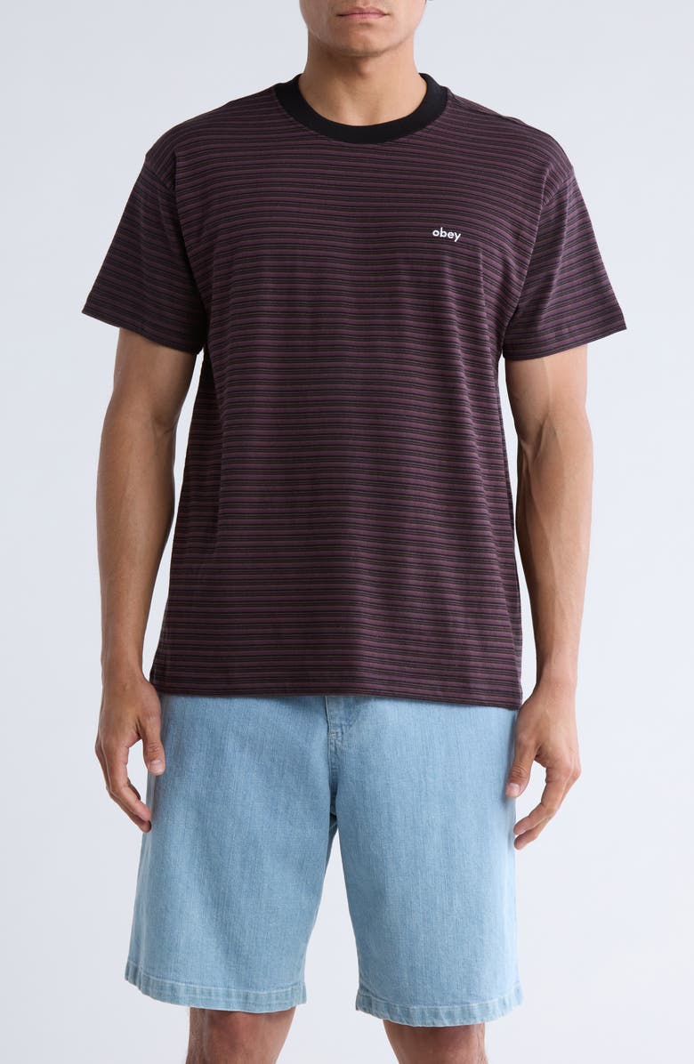Obey Relocated Stripe Cotton T-Shirt, Main, color,