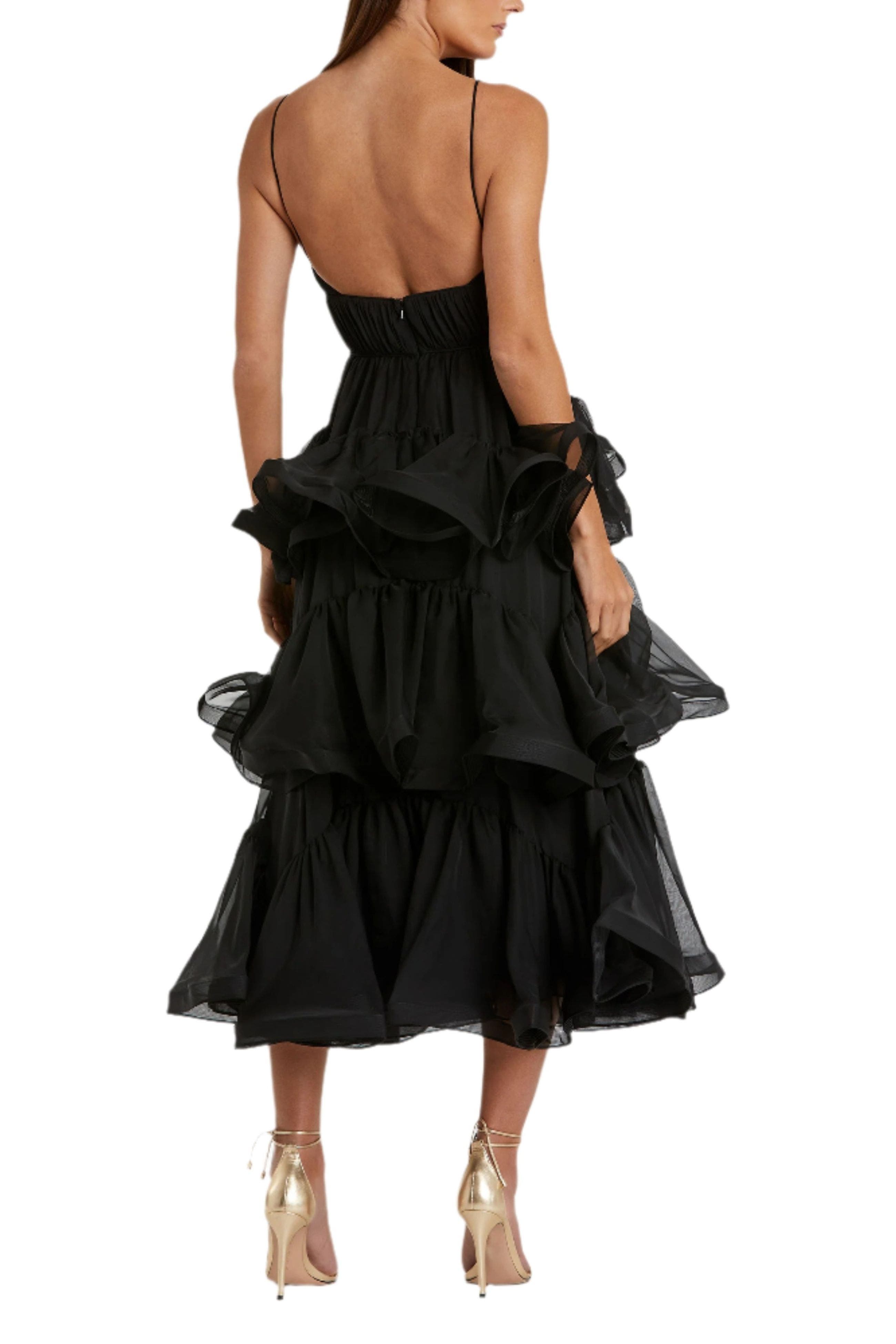 V Neck Tiered Ruffle Midi Dress - image 2