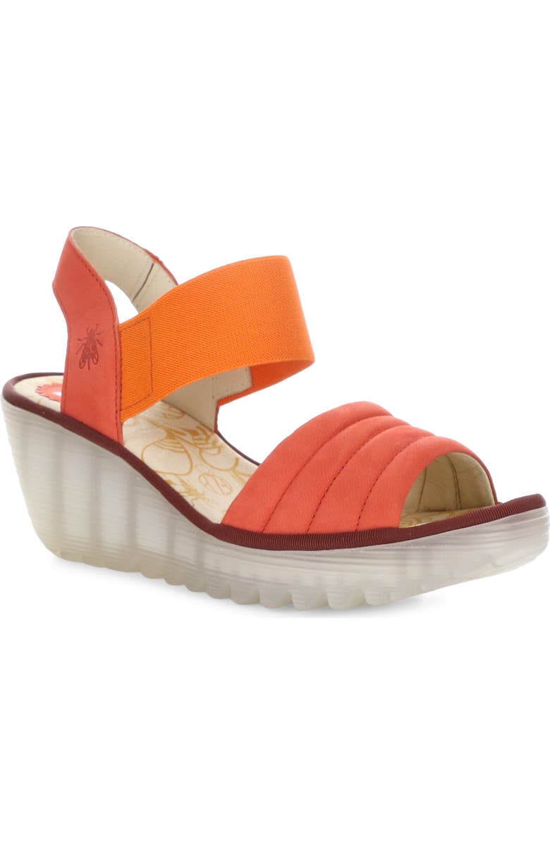 Fly London Yiko Platform Wedge Sandal, Main, color, 003 Devil Red Cupido