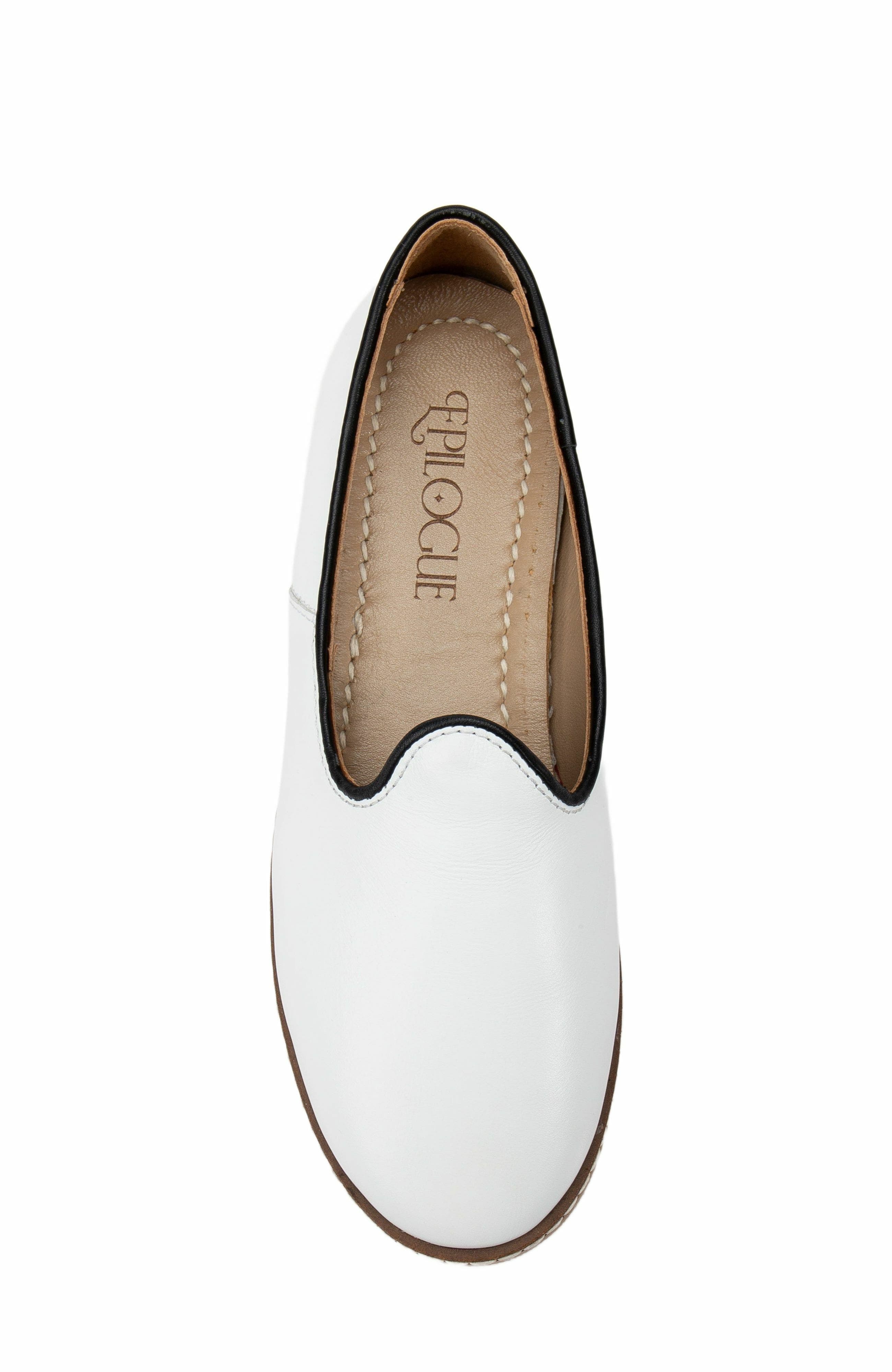 Dalya Leather Slip On Flats, Alternate, color, White Leather