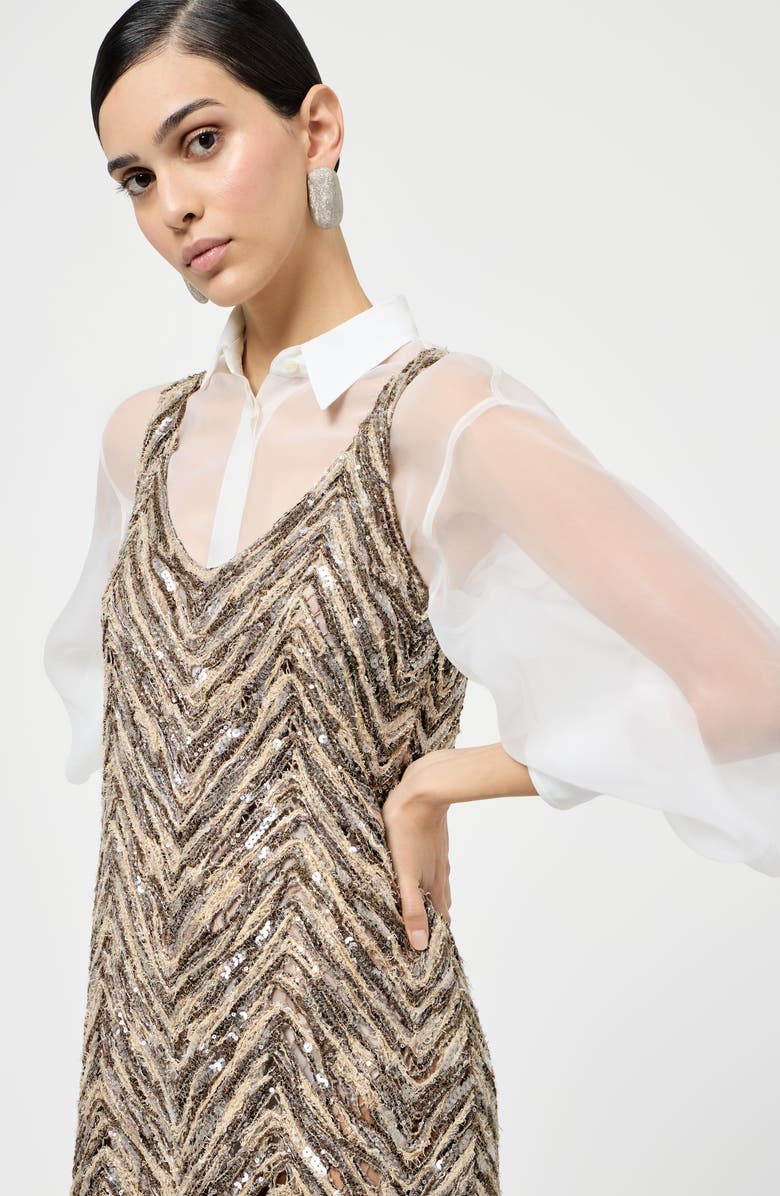 Brunello Cucinelli Dazzling Embroidery dress, Alternate, color, Brown