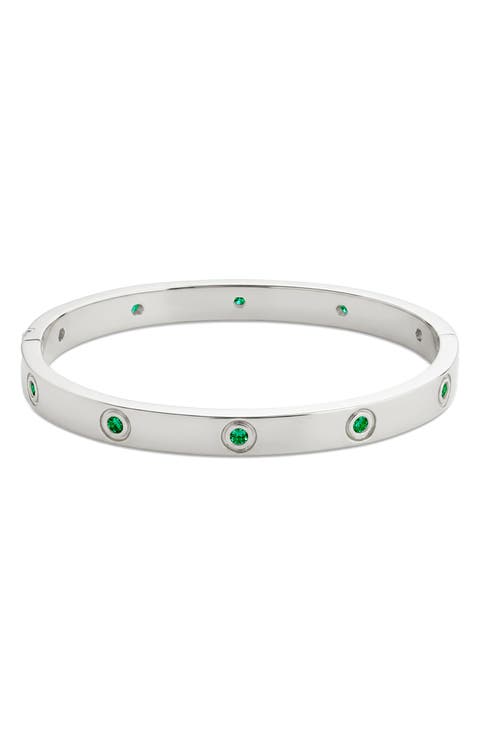 Verona 14k Gold Plated Emerald Cubic Zirconia Bangle
