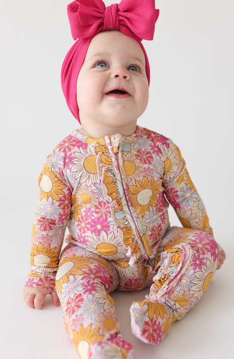 Posh Peanut Rosalinda Ruffle Fitted Footie Pajamas, Alternate, color, 