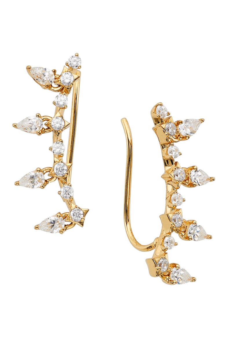 Cubic Zirconia Ear Crawlers, Main, color, GOLD