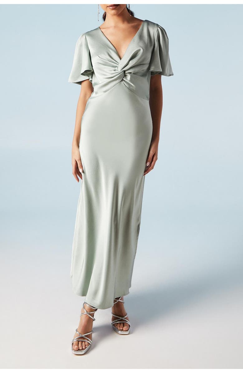 Oasis Satin Midi Bridesmaids Dress, Alternate, color, Sage