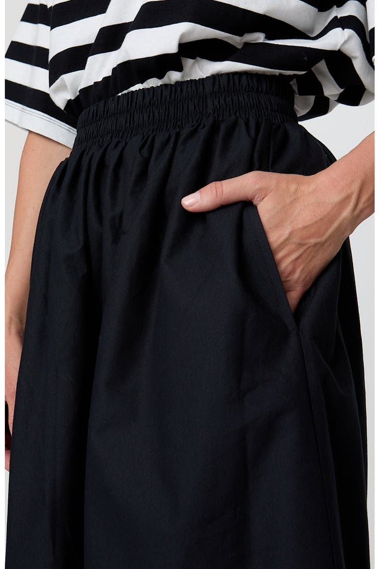 Organic Cotton Joyce Midi Skirt, Alternate, color, black