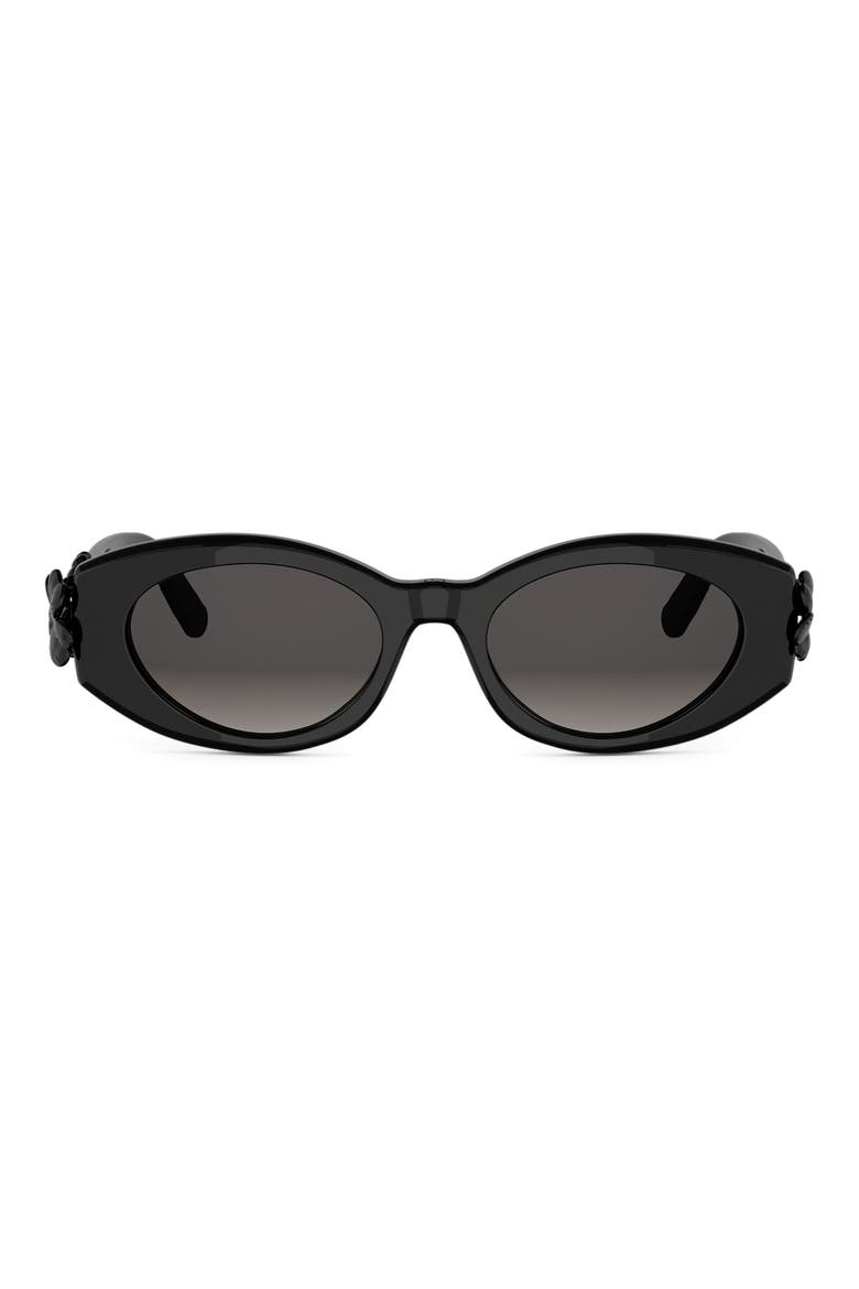 'Dior Clover B1I Oval Sunglasses, Main, color, SHINY BLACK / GRADIENT SMOKE