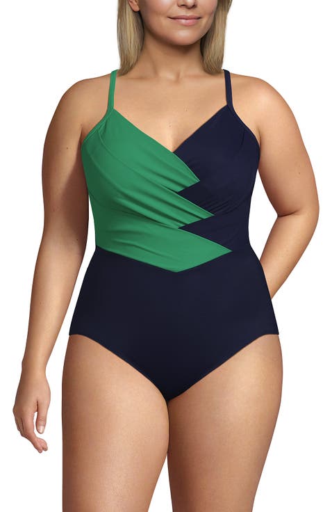 Slender Suit V-neck Pleated X-back One Piece Swimsuit Adjustable Straps