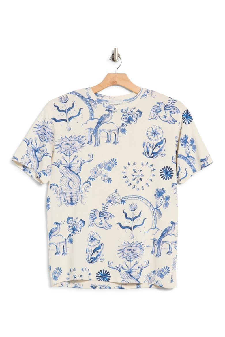 Print Organic Cotton Relaxed T-Shirt, Main, color, LIGHT BEIGE