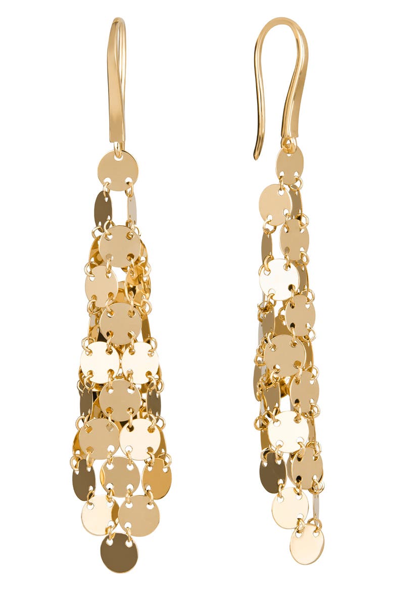 14K Gold Chain Mail Drop Earrings, Main, color, YELLOW