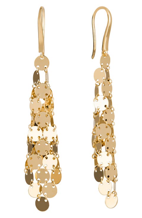 14K Gold Chain Mail Drop Earrings