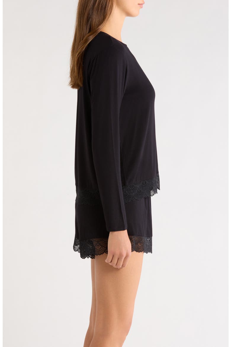 Moonlight Eco Lace Short Pajamas, Alternate, color, BLACK