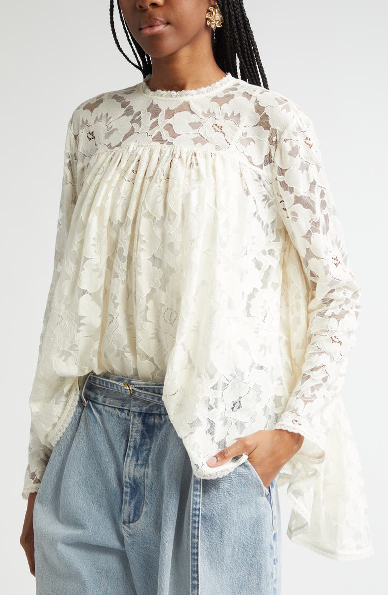 Zimmermann Gathered Lace Top, Alternate, color, 