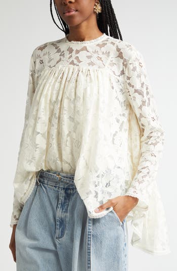 Gathered Lace Top